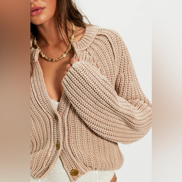 NWT Free People Sweet Nothing Cardi - Sandcastle - Picture 3 of 8